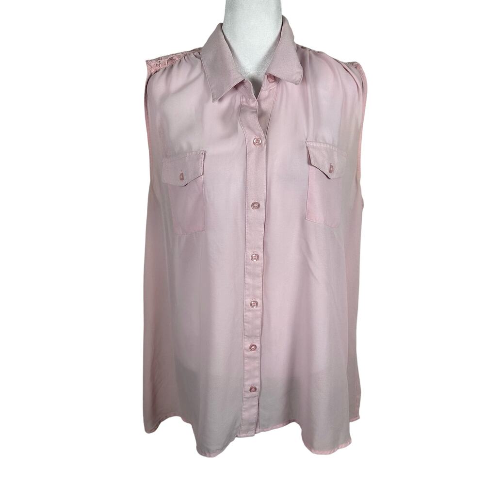 Torrid Women Sleeveless Sheer Button Down Top Blouse Size 2X ESTIMATE